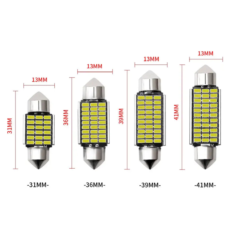 10x Error Free C5W C10W 3014 LED Bulb 31 36 39 41 42mm Interior Reading Light