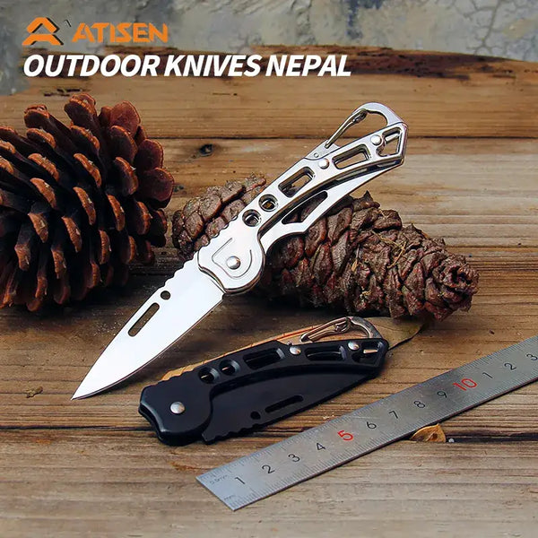 Folding pocket knife with metallic skeleton handle for ATISEN DIY supplies and woodworking projects