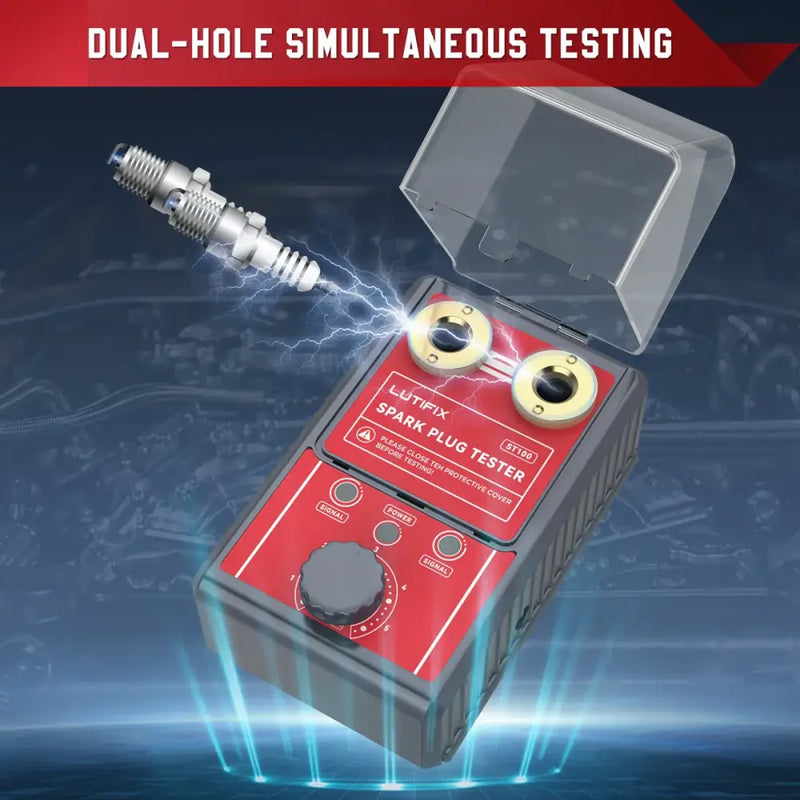 Red dual-hole spark plug tester with digital display, AUTOOL newest item, China external testing