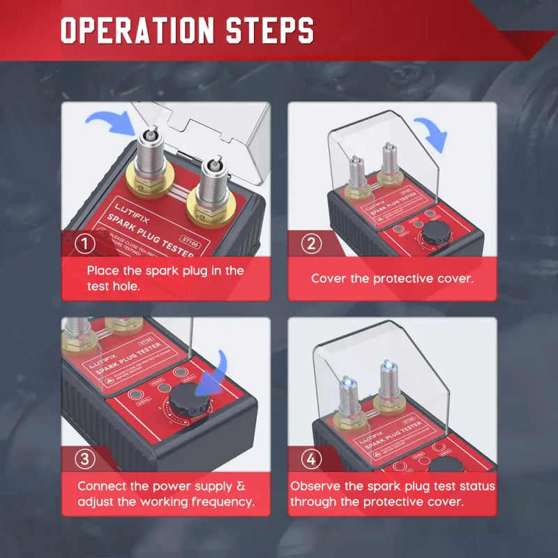 Spark plug tester featuring step-by-step instructions for AUTOOL’s newest item