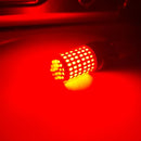 Red LED BA15S P21W bulb illuminated with a grid pattern for enhanced vehicle performance