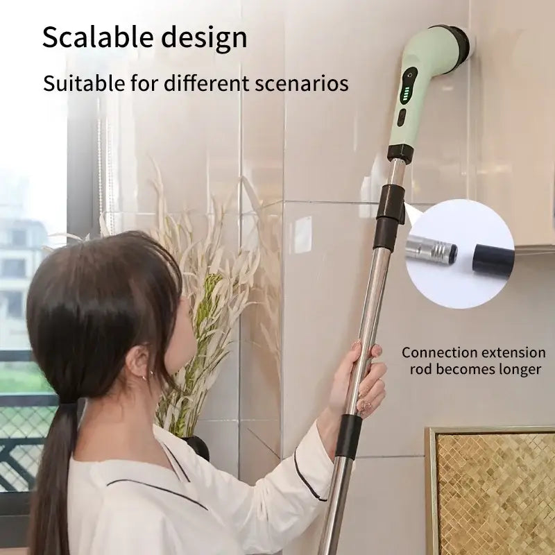 Extendable handheld electric cleaning brush with round brush head, Balashov high-quality electric