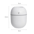 White egg-shaped BALASHOV Mini Ultrasonic Air Humidifier with logo and dimensions displayed