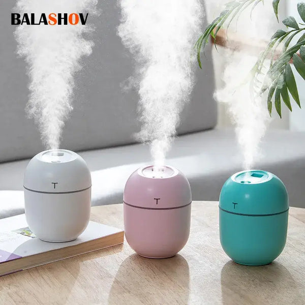 Colorful BALASHOV Mini Ultrasonic Air Humidifiers emitting steam for enhanced humidity control