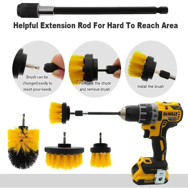 22 /3Pcs Electric Drill-Brush Kit Power Scrubber Brush For Carpet Bathroom