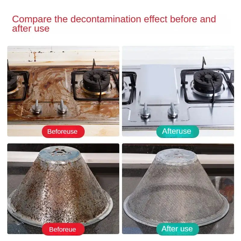 Gas stove burner and range hood filter before and after cleaning with Balashov Steam Cleaner 1401-1600W