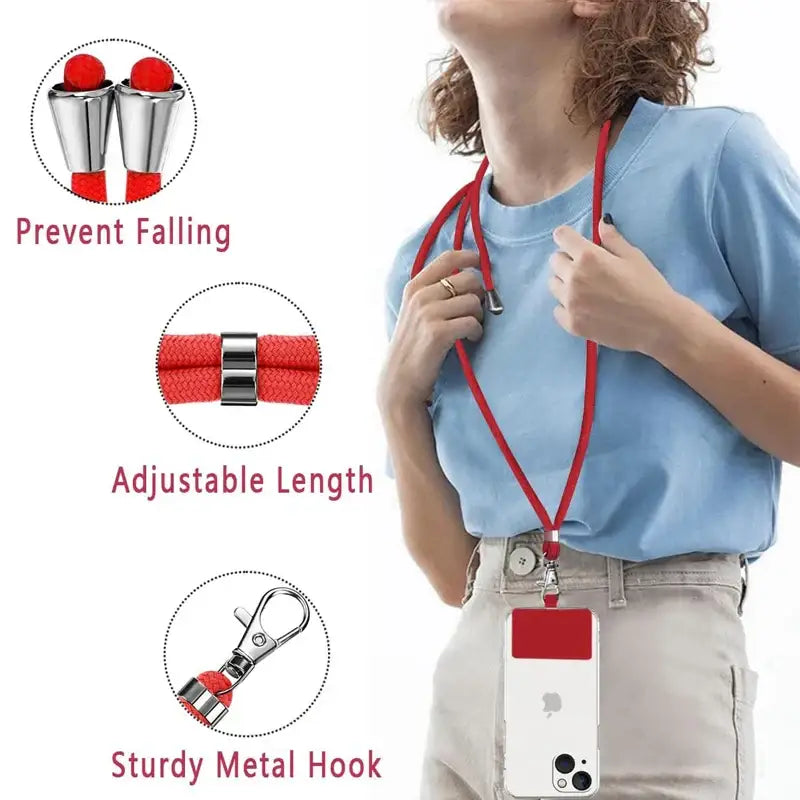 Adjustable lanyard with safety features for smartphones and ID cards from Mainland China