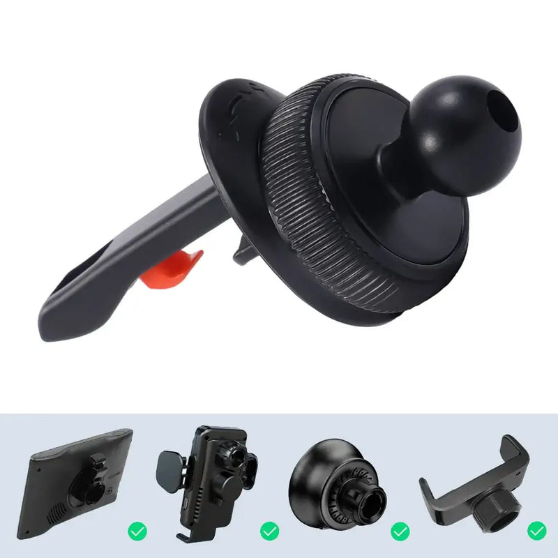 Black ABS and Silicone ball head with textured grip and spherical knob for cell phones