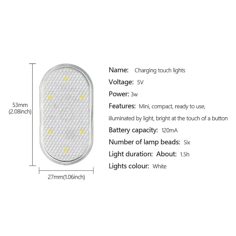 Oval-shaped LED light with specs, ideal for BLALION Touch Reading and white lighting 2pcs