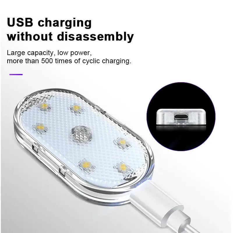 USB-rechargeable LED Blalion Touch Reading Light featuring oval transparent casing with bulbs