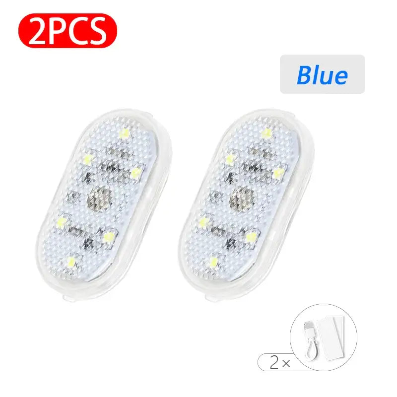 Two oval-shaped BLALION Touch Reading Lights with textured surfaces and white lighting 2pcs