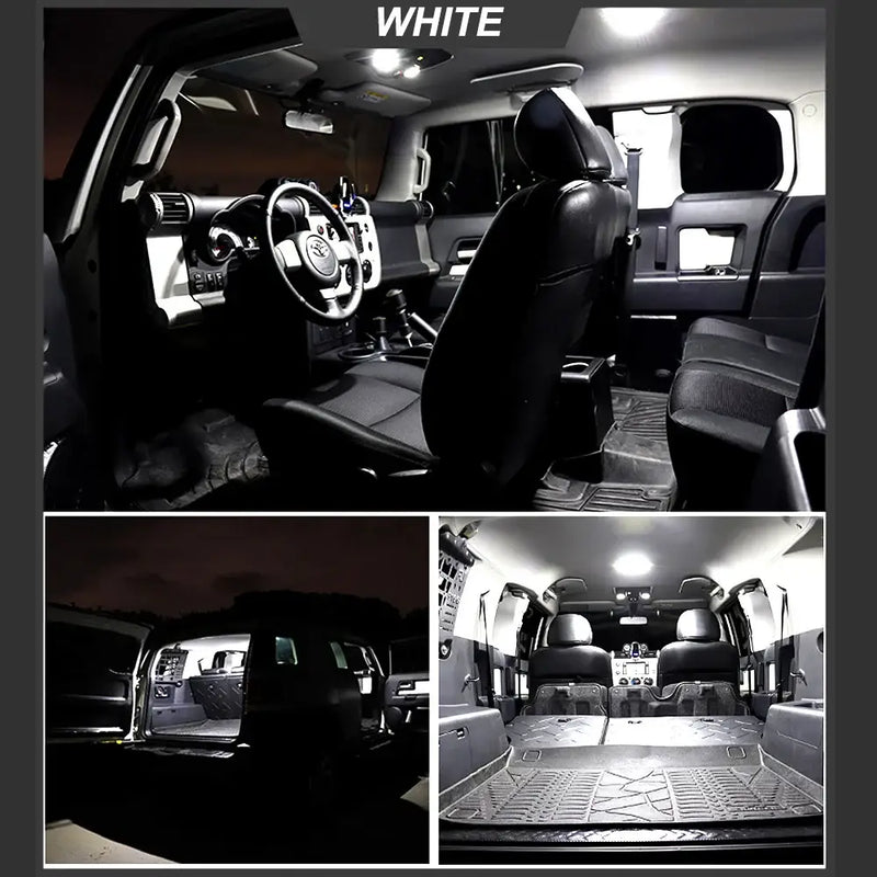 Interior of vehicle with BMTxms T10 W5W LED, showcasing white lighting and cargo area