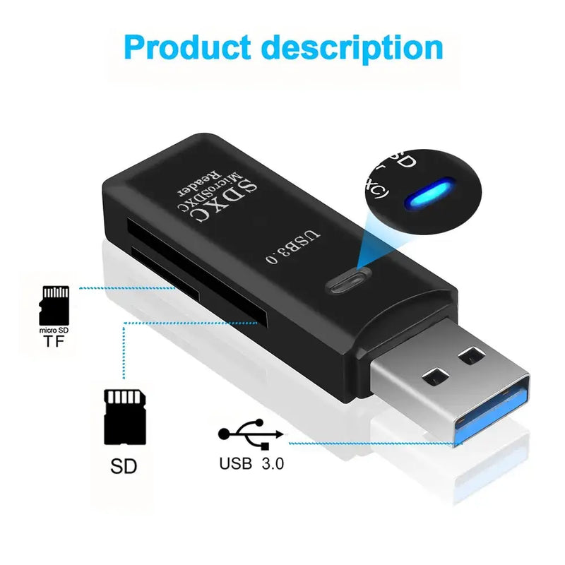 Mini High Speed 2 in 1 Multi Card Reader USB 3.0 Micro SD TF Card Memory Flash