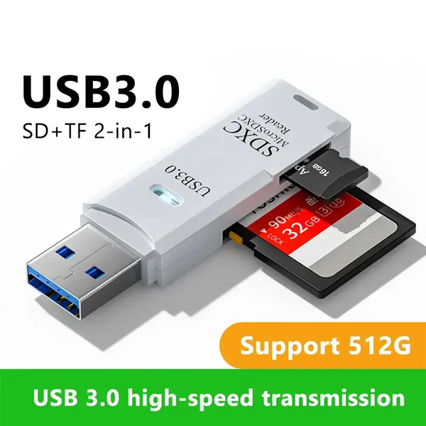 Mini High Speed 2 in 1 Multi Card Reader USB 3.0 Micro SD TF Card Memory Flash