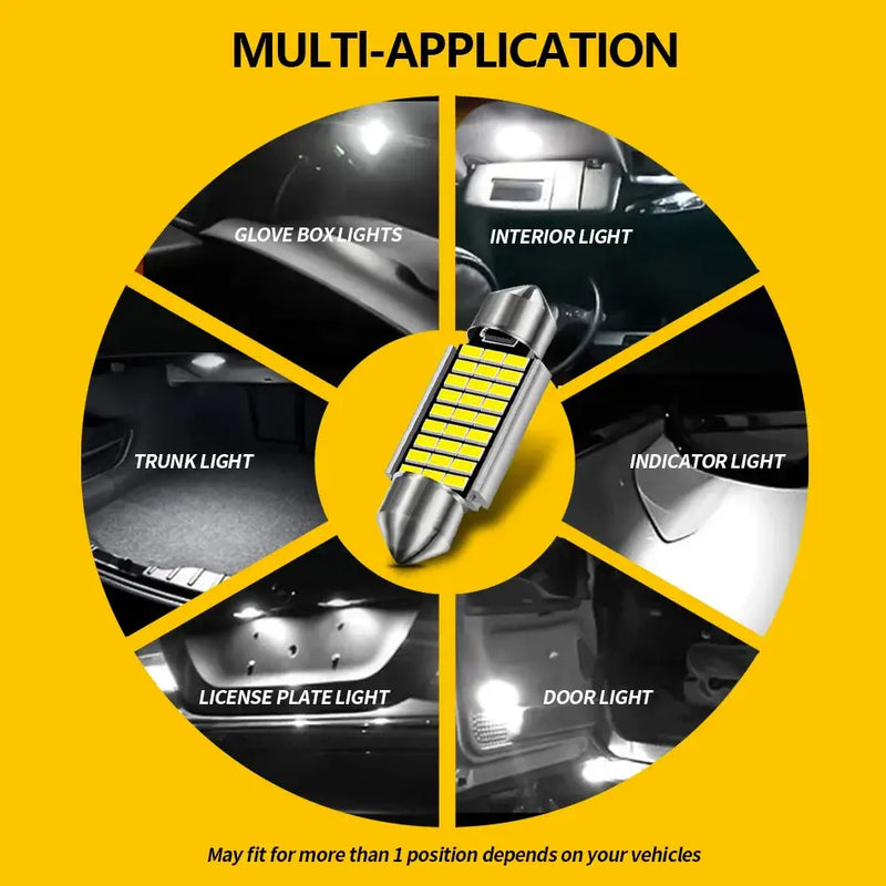 C5W LED Festoon Bulbs for various automotive lighting applications with LED Canbus compatibility