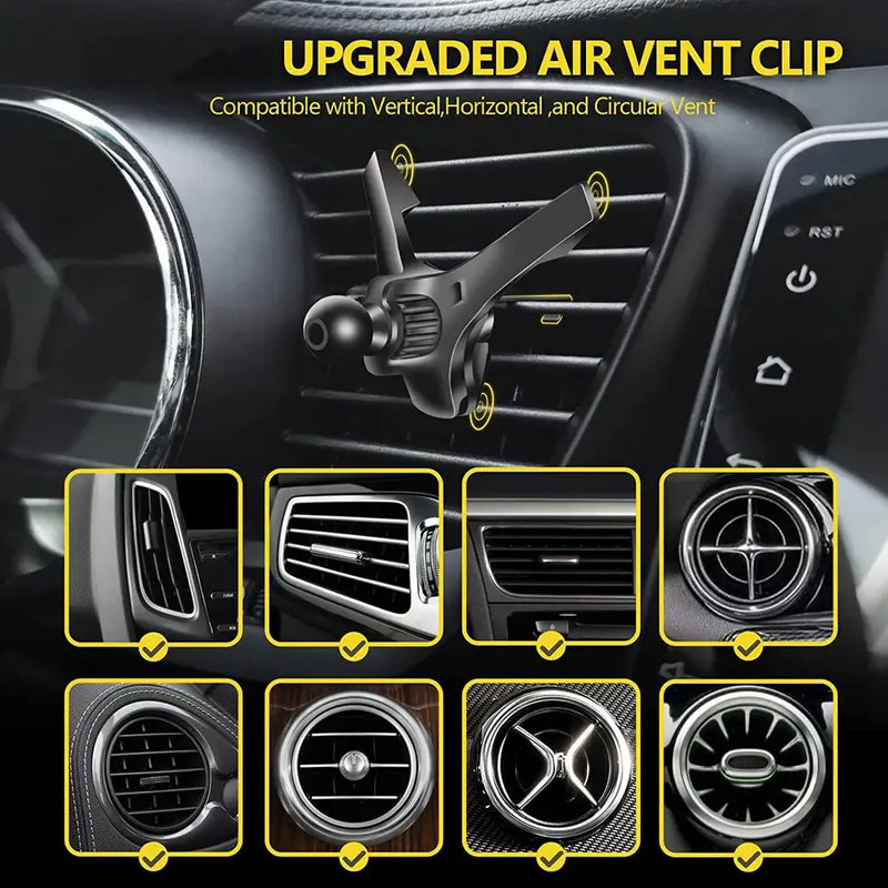 Adjustable car air vent clip for mounting devices like car phone in vehicles