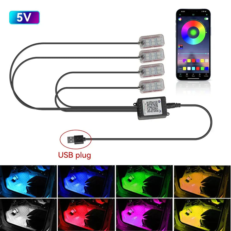 RGB LED light strip controller with USB for customizing car interior lights styling