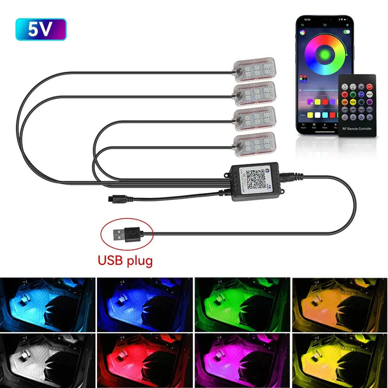 RGB LED light strip controller with app for customizable car interior lights styling