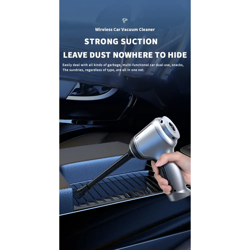 Handheld car wireless vacuum cleaner effectively cleaning vehicle interior with strong suction