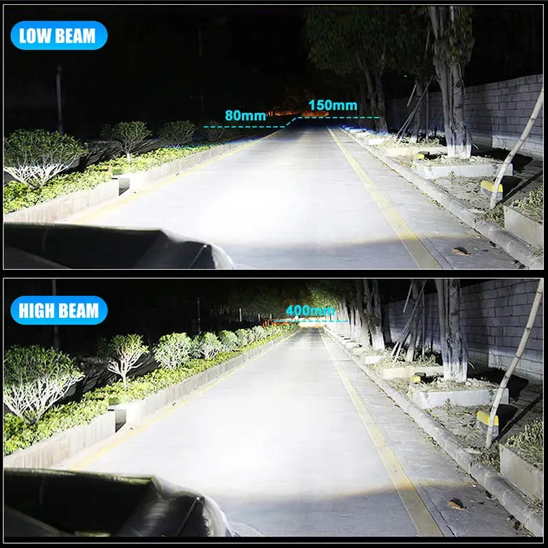 Comparison of low beam and high beam illumination using CARLitek Universal Automotive lighting