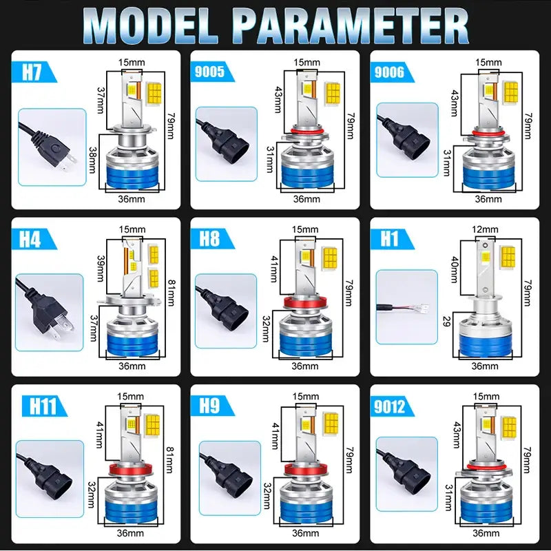 Chart of CARLitek Universal Automotive Lighting bulb models and heat dissipation principles