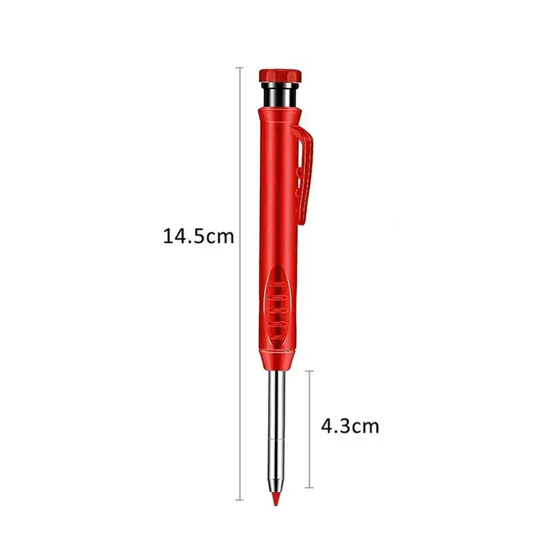 Red pen-shaped screwdriver with measurement markings for versatile hand tool use