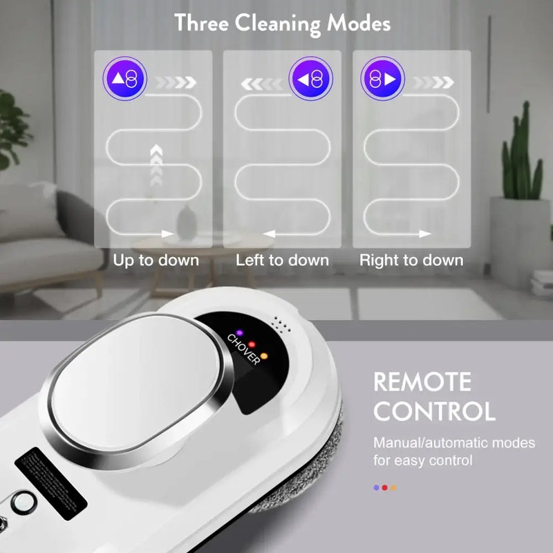 Remote-controlled CHOVERY Windows Cleaner Model with multiple modes and digital display