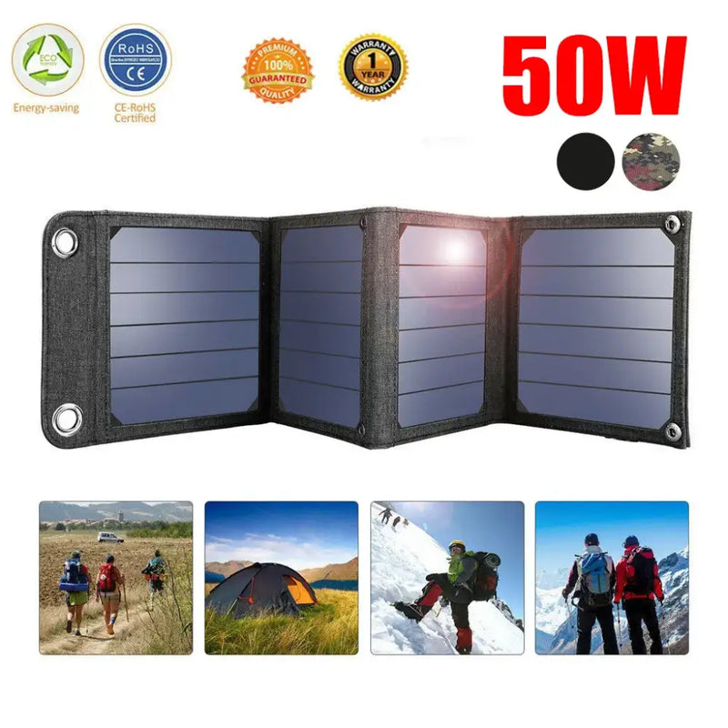 CLAITE Monocrystalline Foldable Solar Panel Charger with multiple panels and certifications