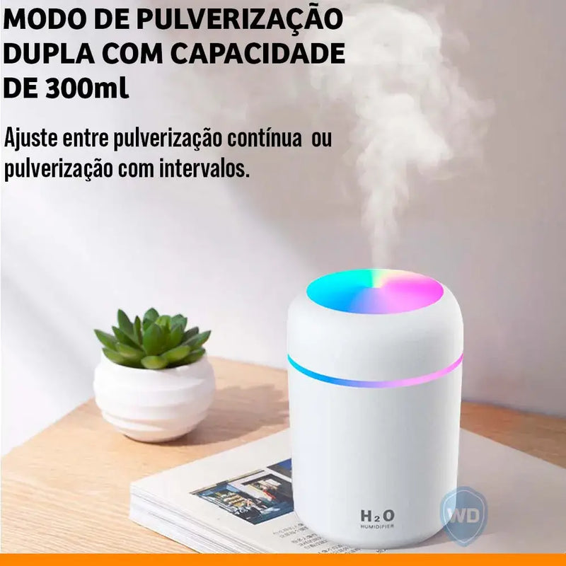 Classic Columnar Humidifier with LED light ring and humidity control emitting mist