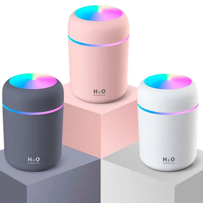 Colorful classic columnar humidifiers with H2O labels featuring humidity control