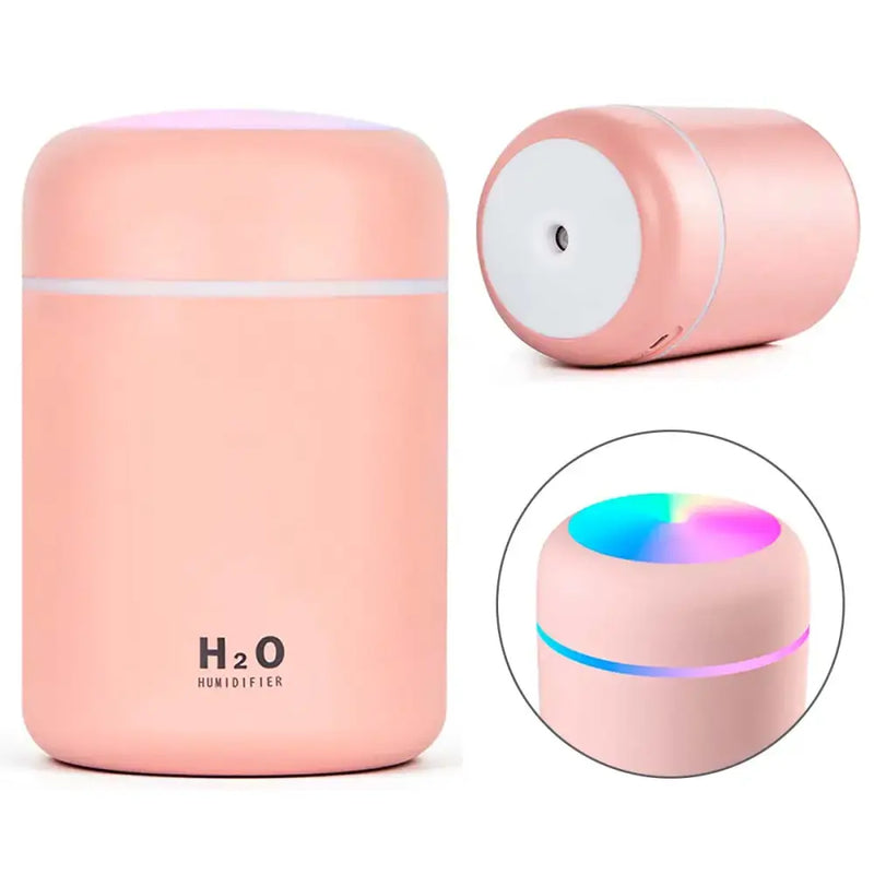 Pink cylindrical water bottle with H2O, designed for the Classic Columnar Humidifier