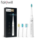 Electric toothbrush with multiple attachments and packaging, featuring commodity quality certification