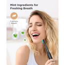 Person with blonde hair using a Fairywill electric toothbrush with commodity quality certification