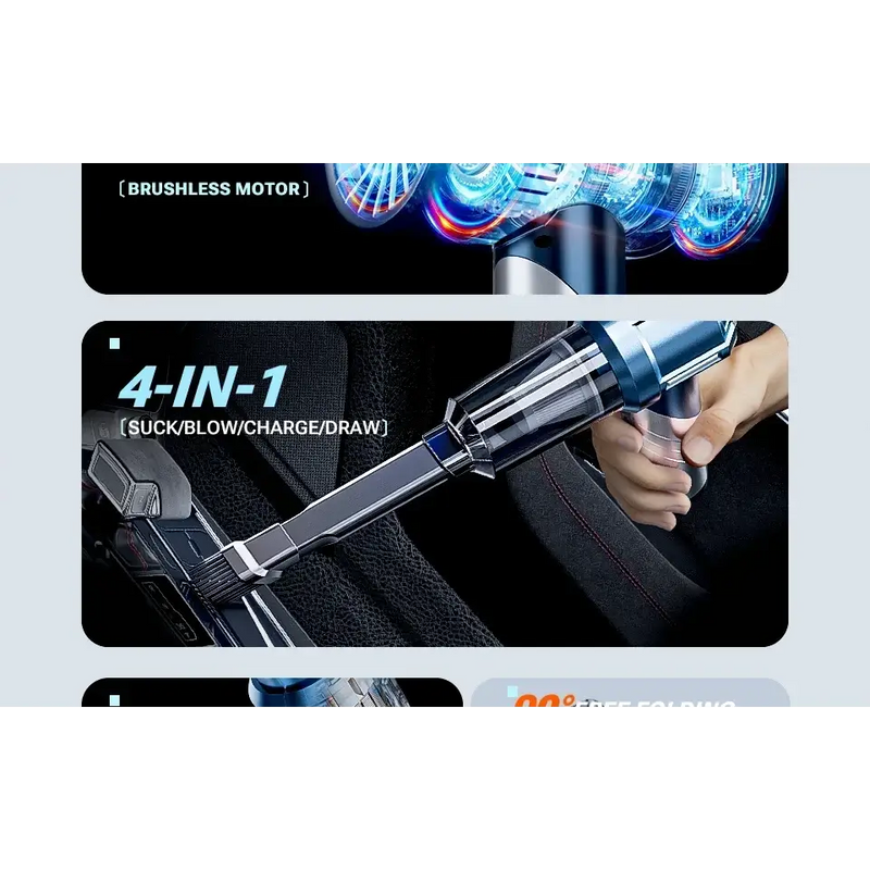 Cordless Vacuum Cleaner with HEPA Filter and Blow Dry Function