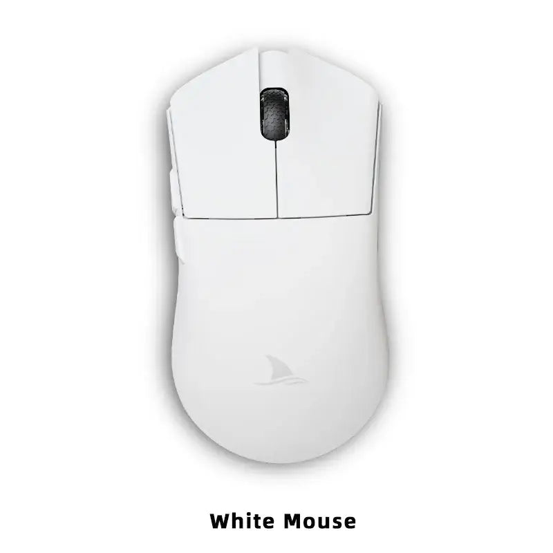 White computer mouse with two buttons and scroll wheel for esports gaming precision