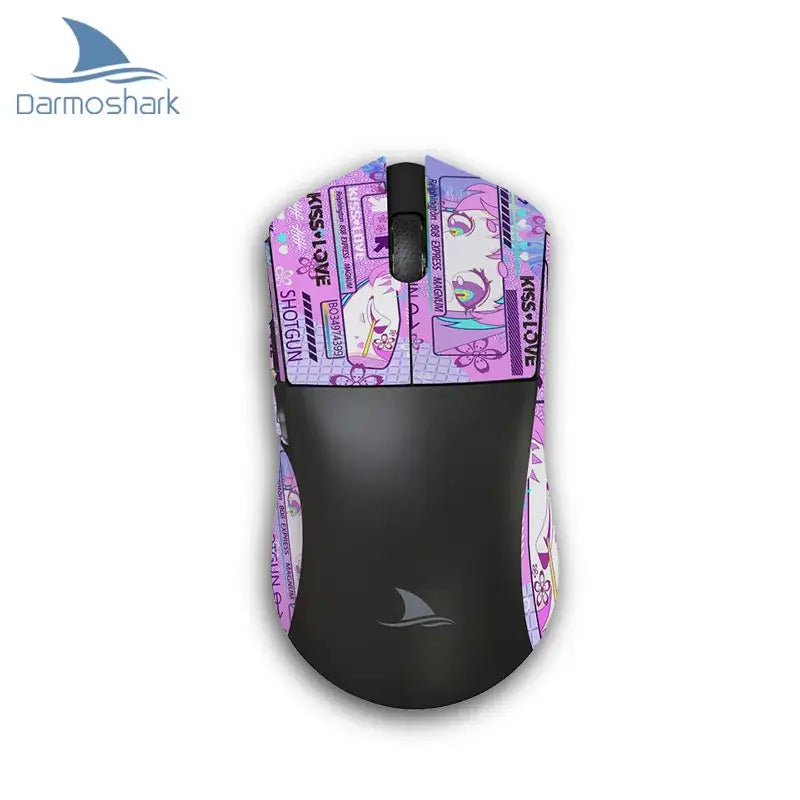 Colorful purple and pink anime design on Darmoshark M3 Optical Esports Gaming Mouse