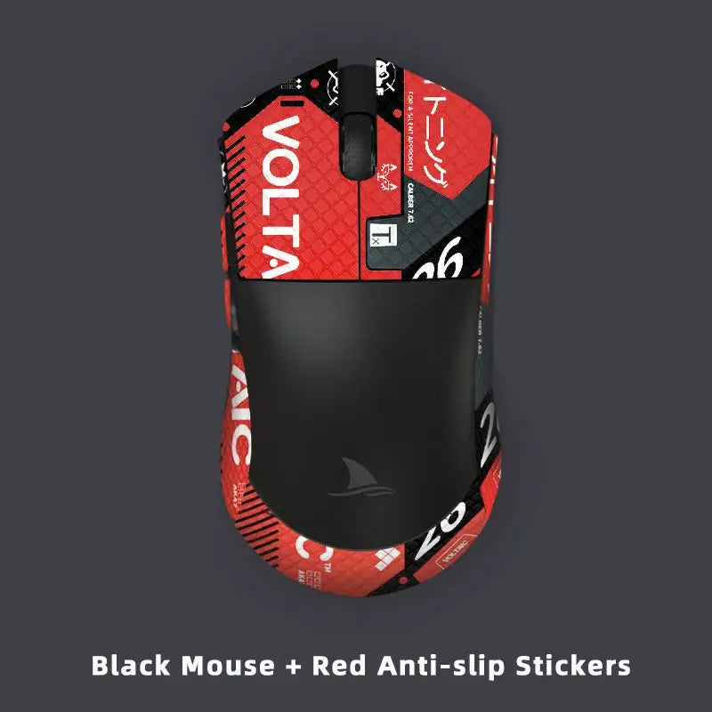 Computer mouse with red and black pattern, VOLTA branding, for esports gaming precision