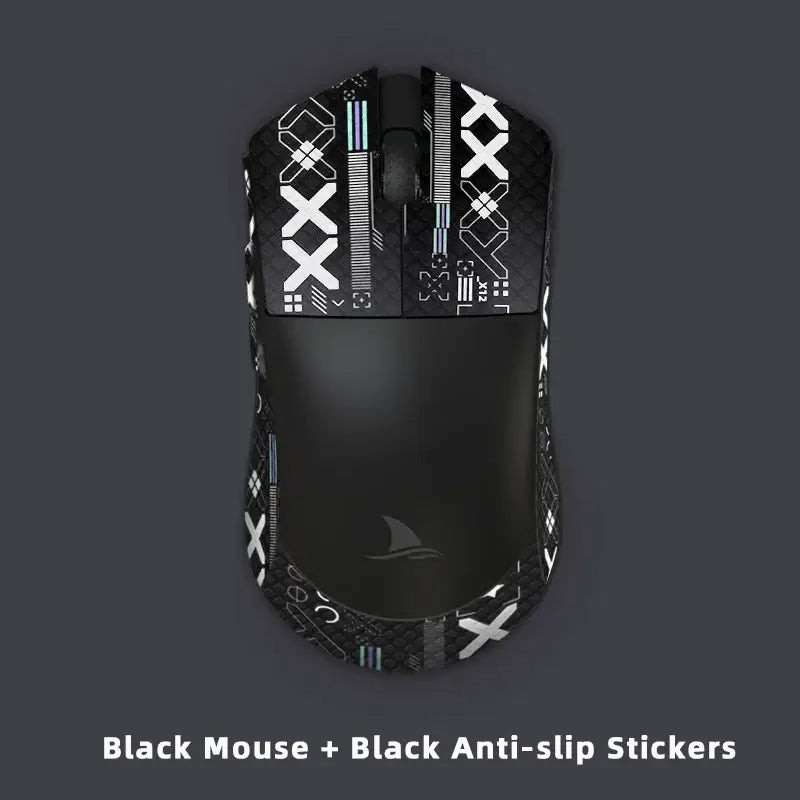 Computer mouse with black and white geometric design for optical esports gaming