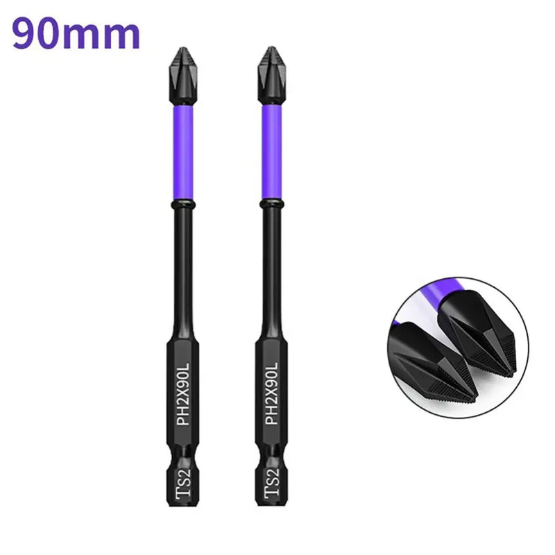 Two black and purple hexagonal screwdriver bits from Dazzleex Alloy Steel Screwdriver Set