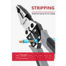 Wire stripping pliers with adjustable jaws from DELIXI, showcasing carbon steel features