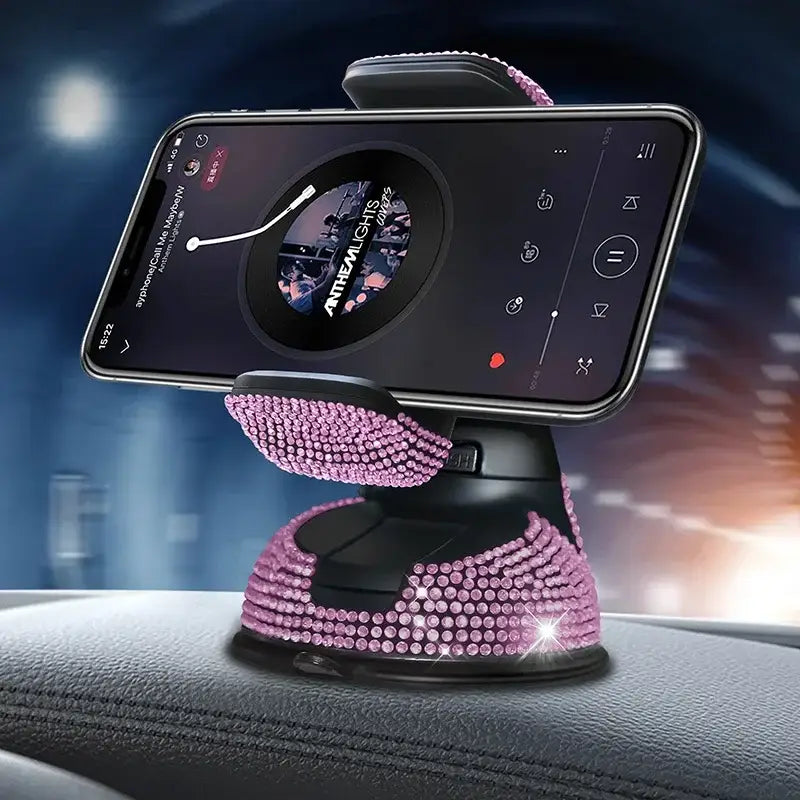 Pink rhinestone-encrusted car phone holder for NoEnName Null Origin Diamond Cell Phone