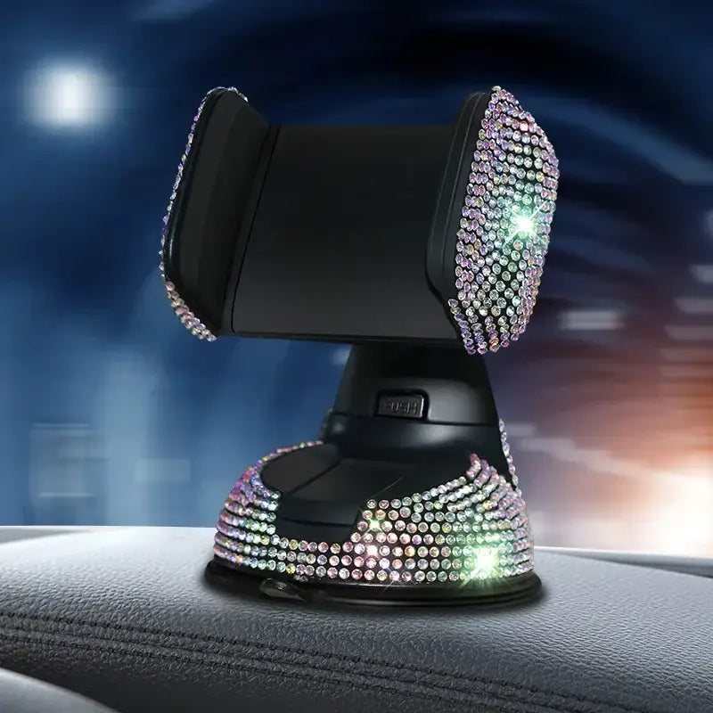 Bejeweled car phone holder featuring a crystal-encrusted base for NoEnName Null Origin