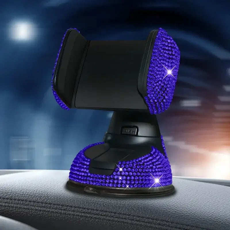 Purple rhinestone car phone holder with suction cup base for NoEnName Null Origin Diamond Cell Phone