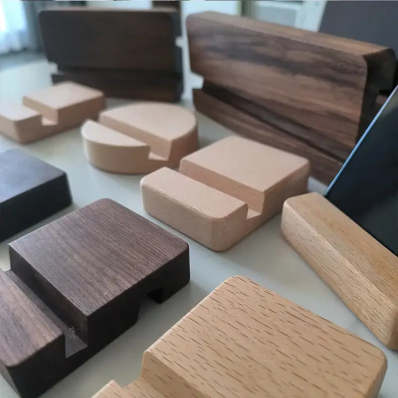 Collection of wooden samples showcasing shades and grains for DIXSG Wooden Desk Holder