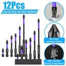 Set of 12 purple and black screwdriver bits for the Dizainlife PH2 Cross Screwdriver Set
