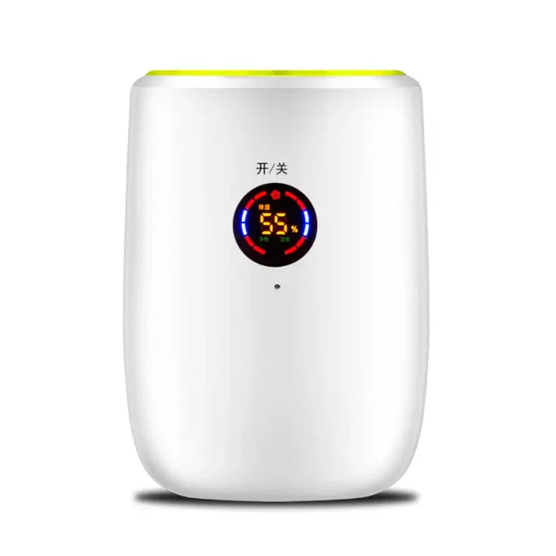 White cylindrical DMWD Electric Mini Air Dehumidifier for small spaces with digital display