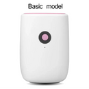 White cylindrical mini air dehumidifier with pink accents for small spaces