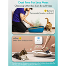 Cat litter box featuring dust-free cleaning system from DownyPaws Cat Cleaning Tools