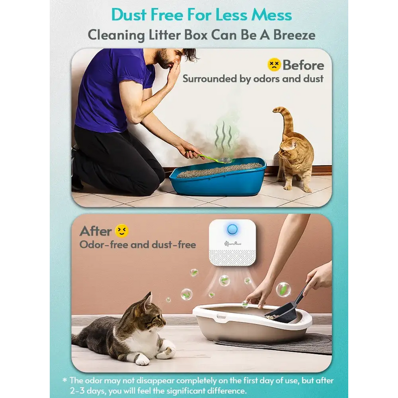 Cat litter box featuring dust-free cleaning system from DownyPaws Cat Cleaning Tools