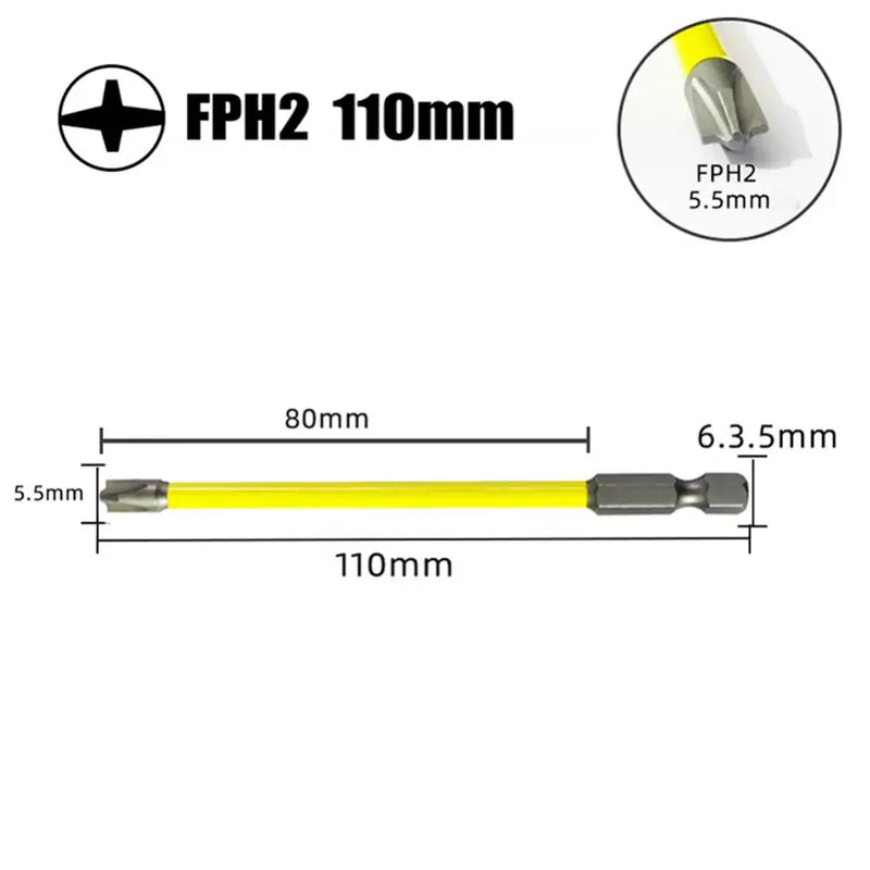 Doxa 110mm Magnetic Special Slotted Phillips head screwdriver bit with yellow marking